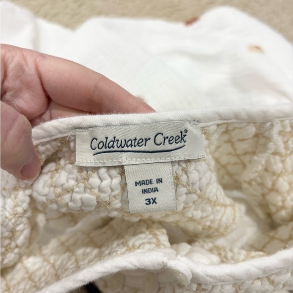 Coldwater Creek White Blouse with Floral Embroidery Cotton Gauze Relaxed Size 3X - Picture 4 of 6